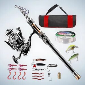 BlueFire Fishing Rod Kit, Carbon Fiber Telescopic Fishing Pole and Reel Combo